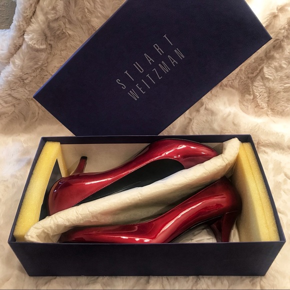 Ruby Red Stuart Weitzman Patent Leather Heels - Picture 4 of 7